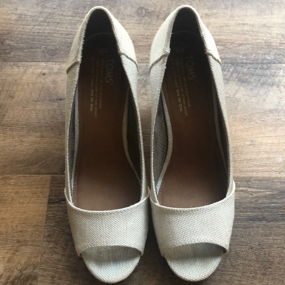 Toms Peep Stella Wedge Natural Color